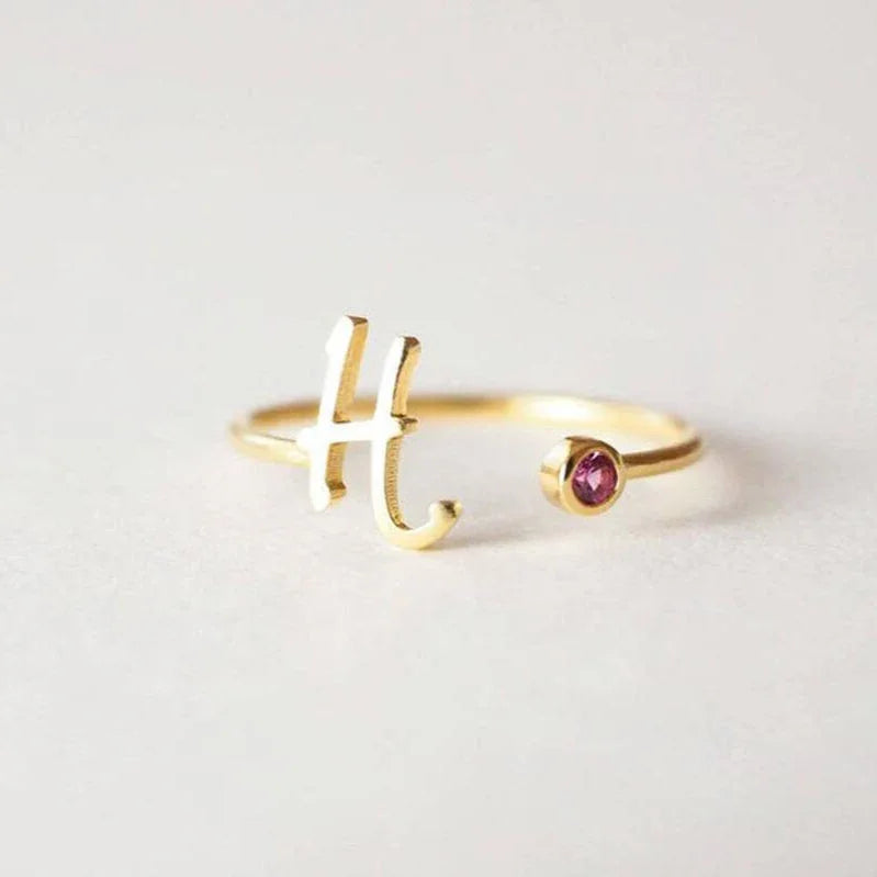 Melinnia Birthstone Ring S925 customizable letter design