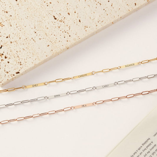 Personalized Paper Clip Chain Name Necklace - Argesteel