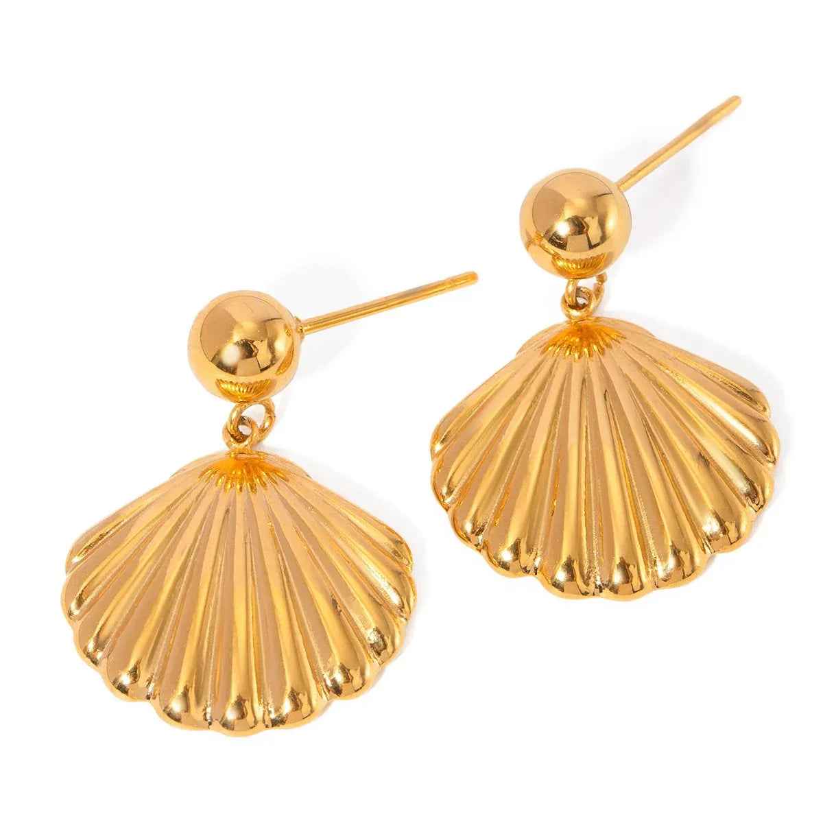 Solenne PearlShell Drop Earrings - Elegant 18K Gold Bead & Shell Design