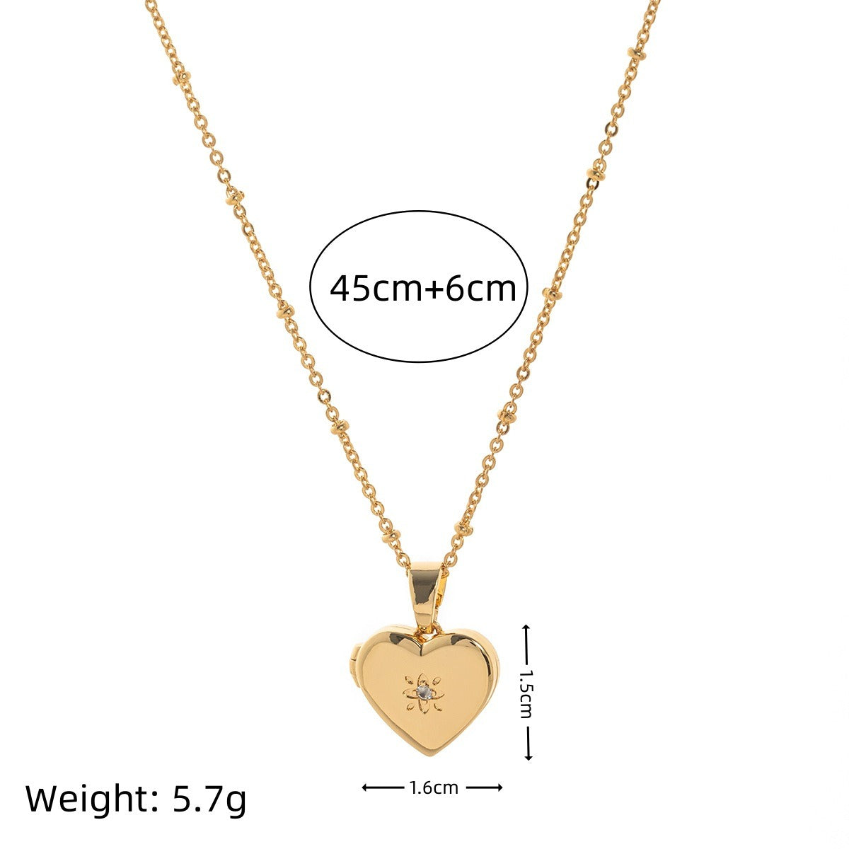 Memoire Glow – 18K Gold Geometric Zircon Photo Locket Necklace