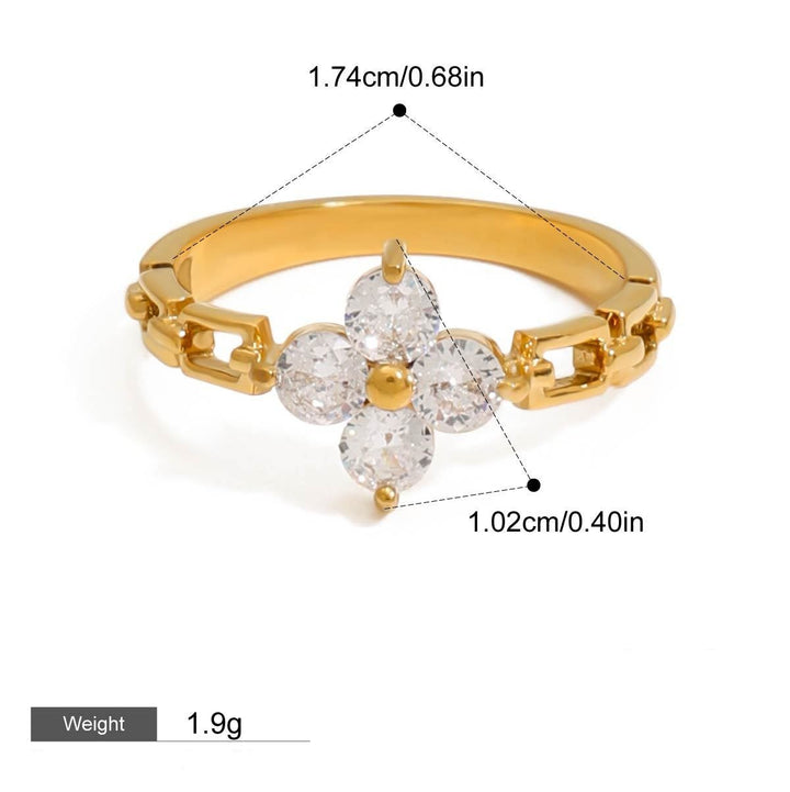 Flower Gemstone Ring – 18K Gold Plated Exquisite Dazzling | Argesteel
