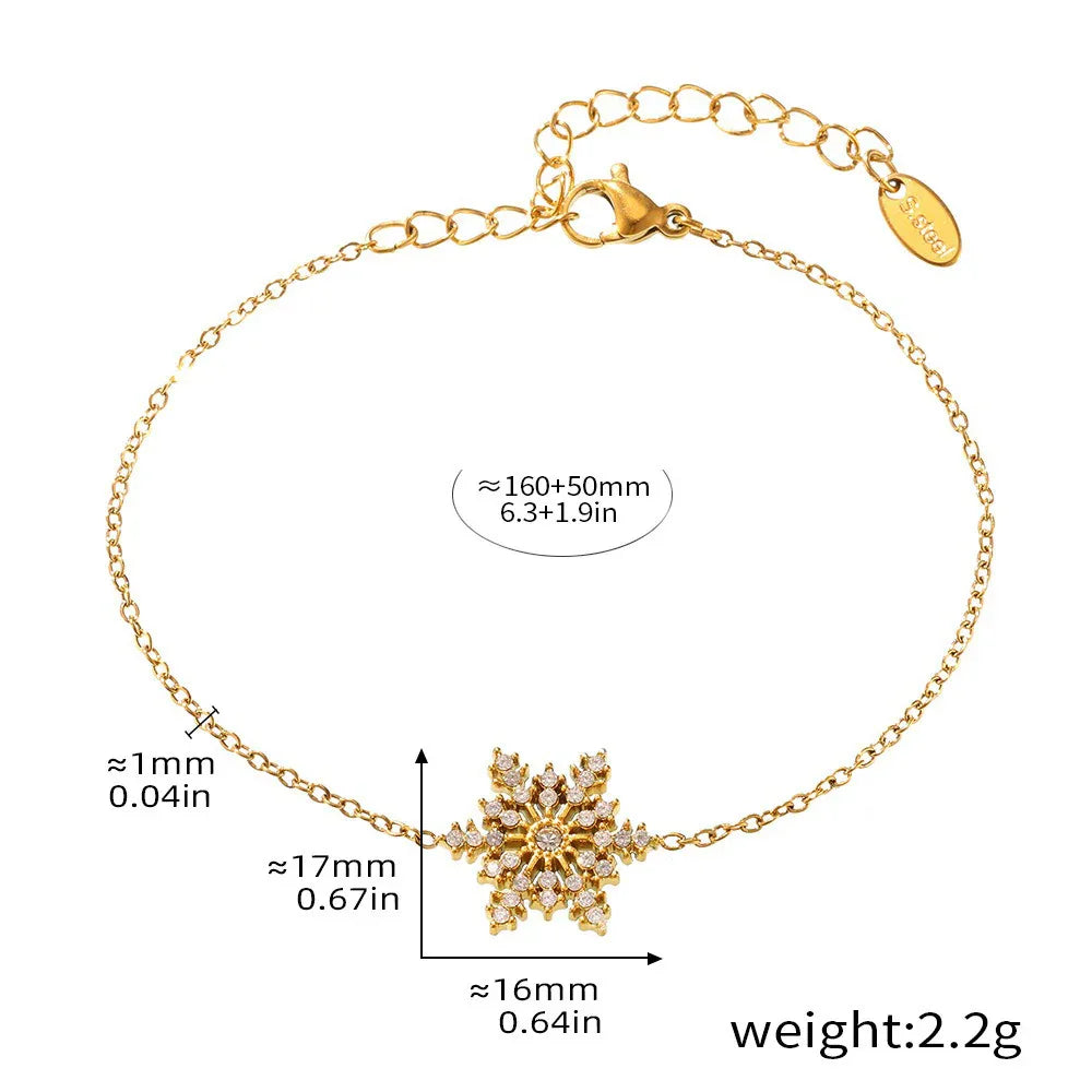 18K gold snowflake jewelry with dazzling zircon accents