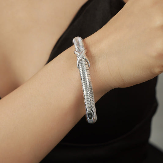 18K Gold Personalized Lines Cross Bracelet for Women - Argesteel
