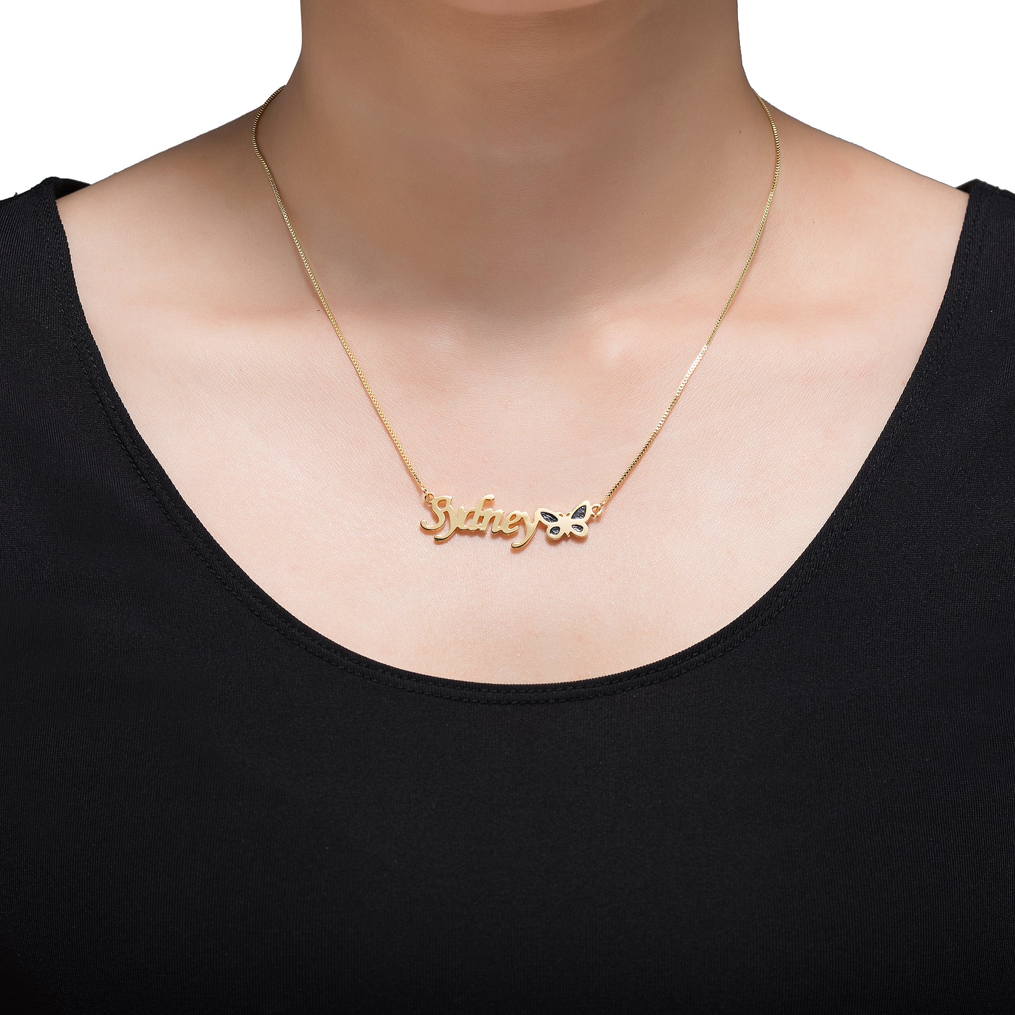 Elegant 925 silver butterfly necklace with personalized name design