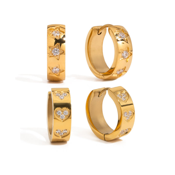 Heart Gemstone Dazzling Earrings – 18K Gold Plated Sweet Design | Argesteel