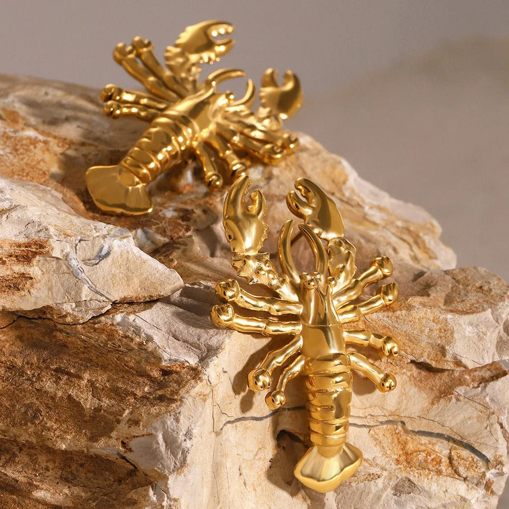 Lobster Luxe – 18K Gold Sculpted Lobster Earrings