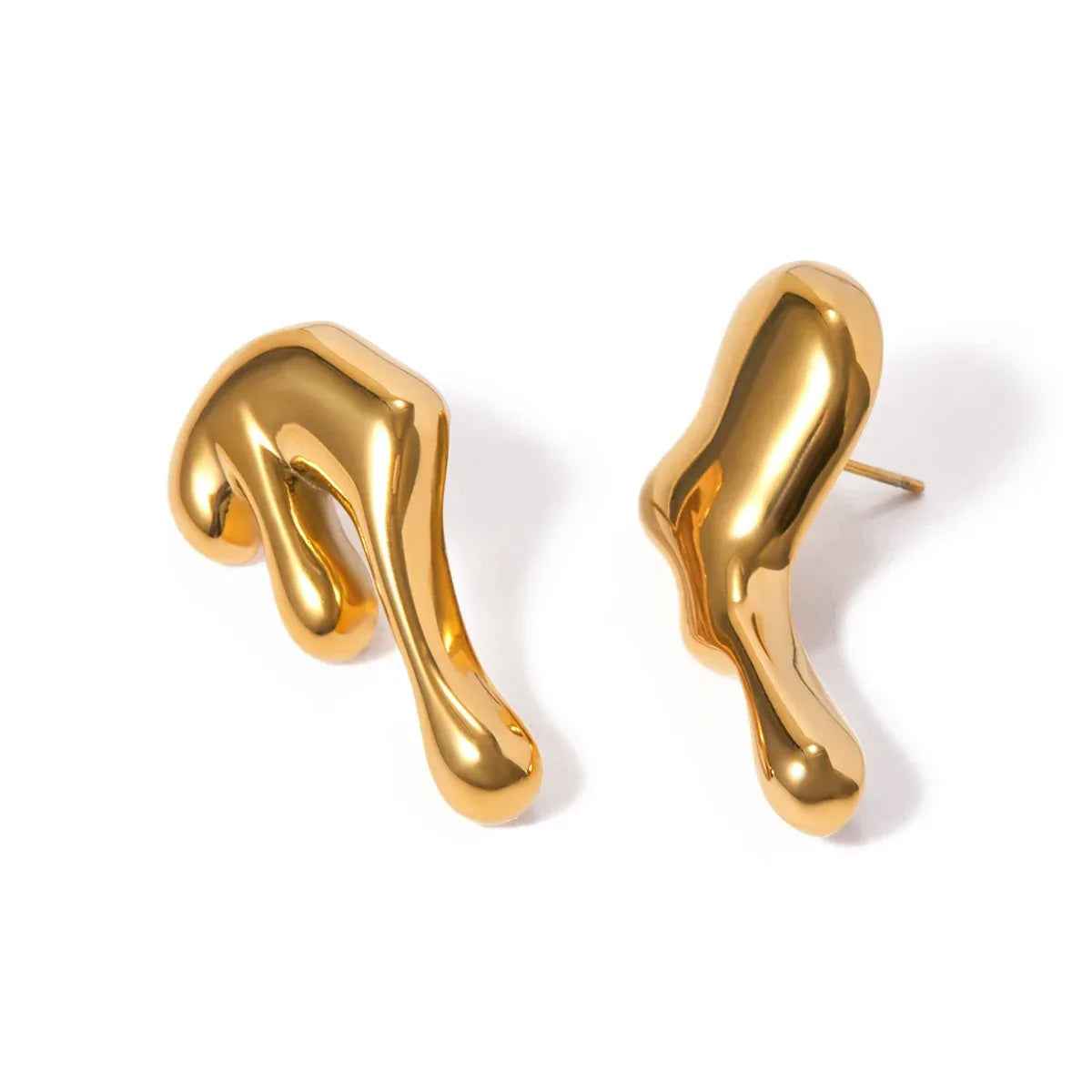 Lava Flow Earrings – 18K Gold Minimalist Sculptural Statement Design