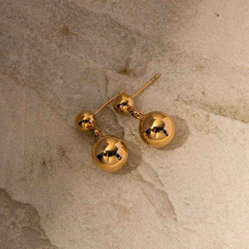 Orla Sphere Stud Earrings - 18K Gold Minimalist Round Ball Design for Effortless Style