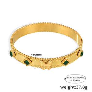 Papillon Luxe 18K Gold Butterfly Bracelet with Gemstone Inlay