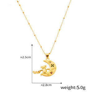 Crescent Moon Diamond Necklace – 18K Gold Plated Light Luxury | Argesteel