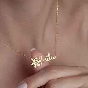 Winter Whisper Custom Snowflake Name Necklace – S925 Silver