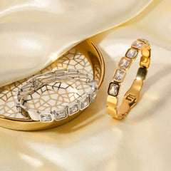 Celestial Glow Bracelet – 18K Gold Light Luxury Design with Zircon Stones