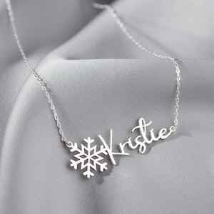 Winter Whisper Custom Snowflake Name Necklace – S925 Silver