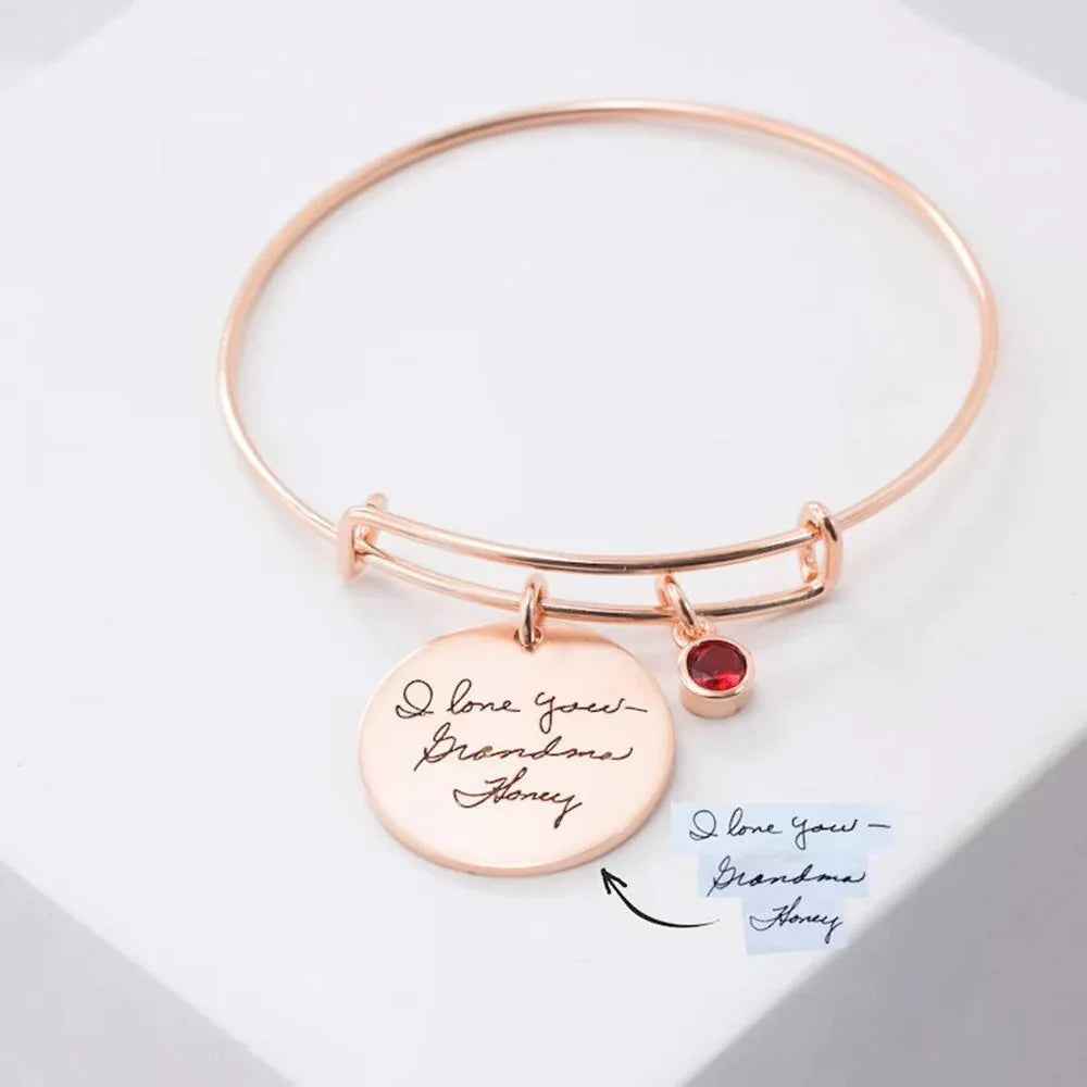 Eternal Charm Birthstone Custom Name Bracelet – Classic Round Medal Design