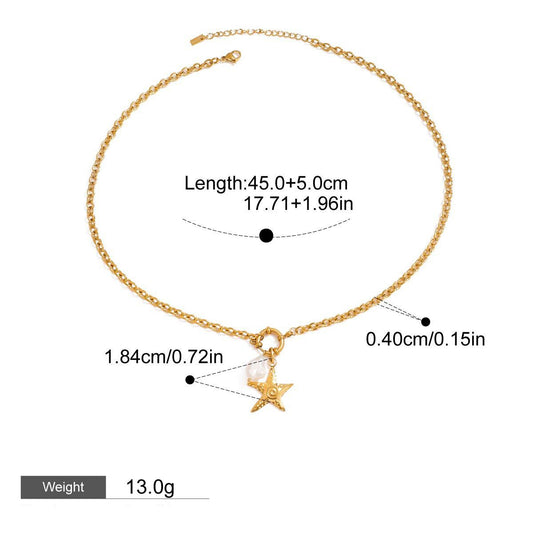 Starfish Pearl Necklace – 18K Gold Plated Ocean Noble | Argesteel