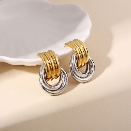 18K Gold Multi-Layer C-Hoop Earrings for Women - Argesteel