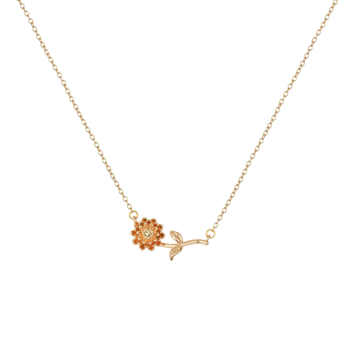 Birth Flower 3D Pendant Necklace – 18K Gold Plated - Argesteel