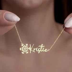 Winter Whisper Custom Snowflake Name Necklace – S925 Silver