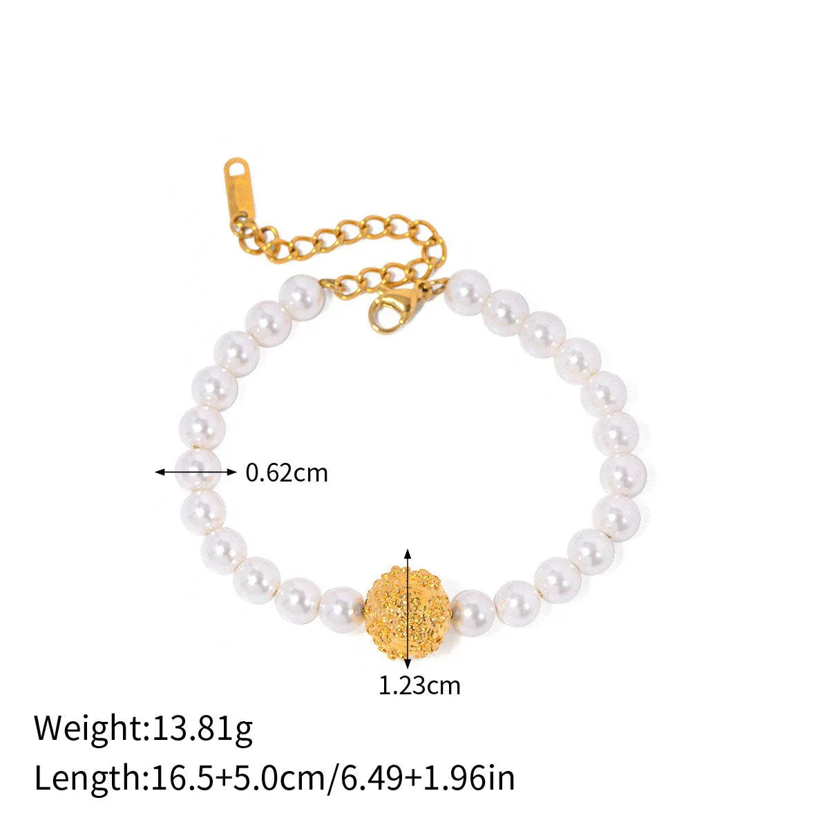 Regal Bloom – 18K Gold Hammered Flower and Pearl Design Bracelet