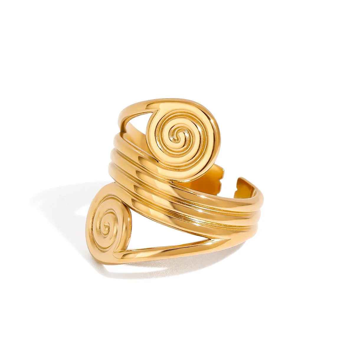 Geometric 18K Gold Thread Ring – Modern Adjustable Fashion Design