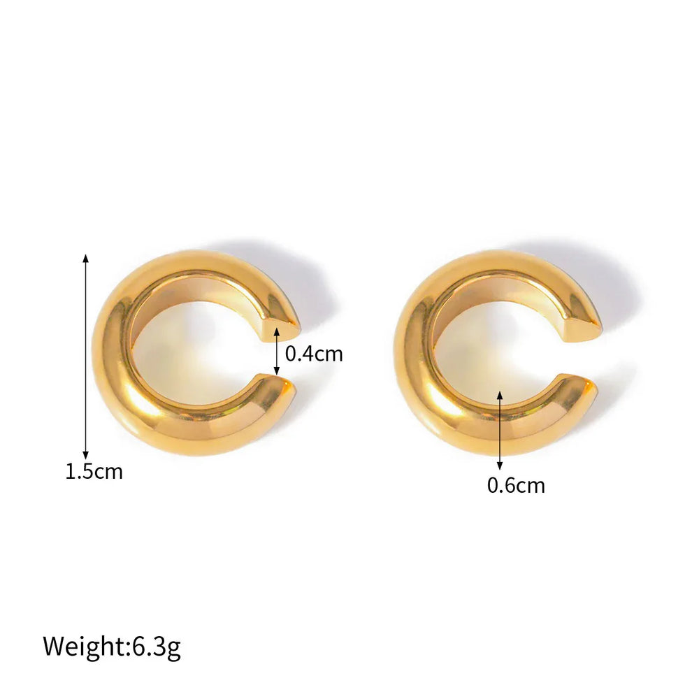 C-Shaped Gemstone Earrings – 18K Gold Modern Elegant Hoop Design - Argesteel