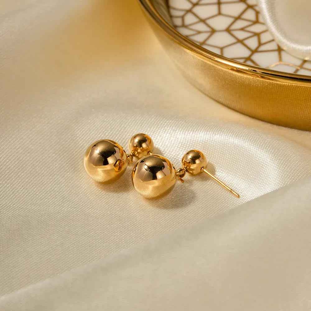 Orla Sphere Stud Earrings - 18K Gold Minimalist Round Ball Design for Effortless Style