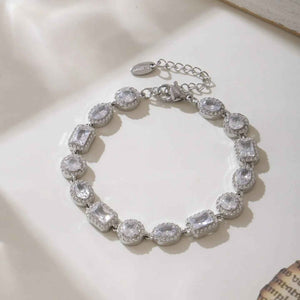 Geometric Gemstone Bracelet - Elegant 18K Gold with Zircon Diamond Design