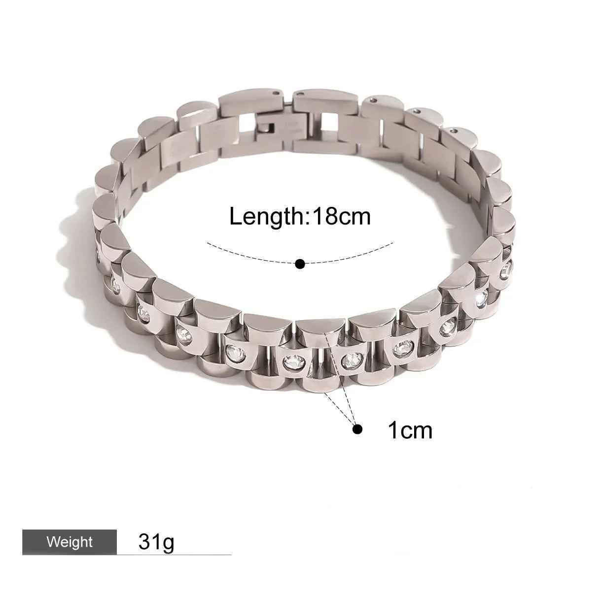Luxe Link Watchband Luxury Bracelet - Diamond-Studded Elegance
