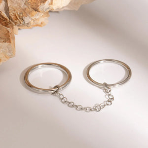 Linked Harmony – Double Ring with Chain Design Unique Ring