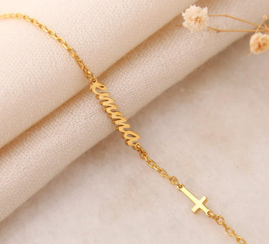 Customized Name & Cross Charm Bracelet for Women - Argesteel