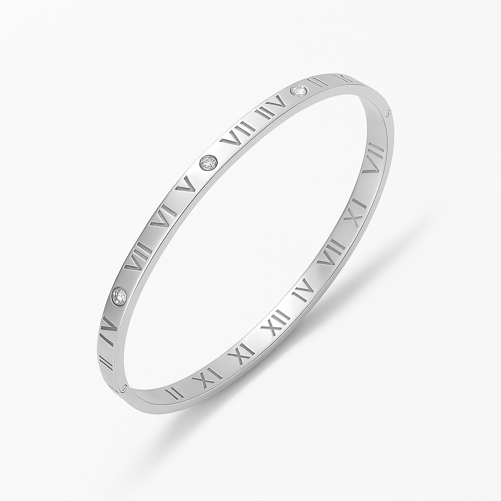 Tempus Luxe Bracelet – 18K Gold Roman Numeral & Gemstone Design - Argesteel