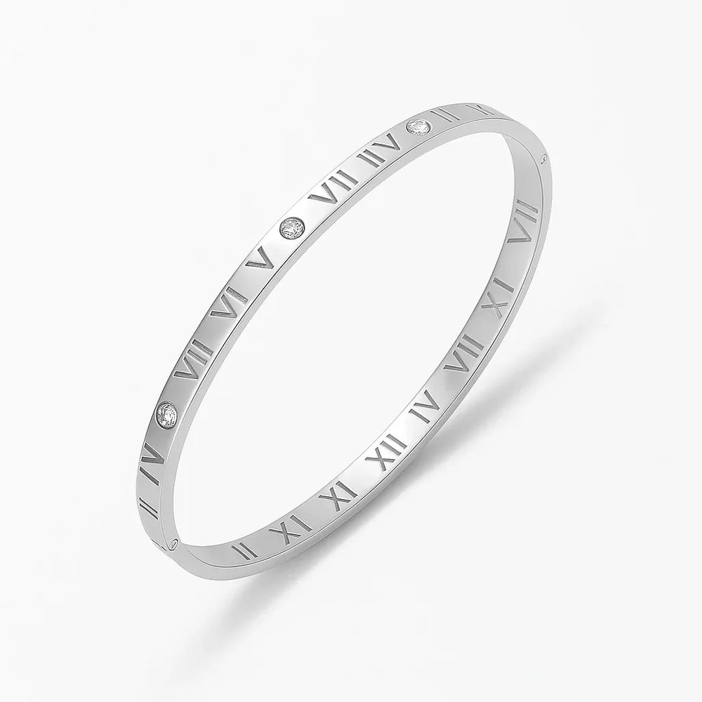 Tempus Luxe Bracelet – 18K Gold Roman Numeral & Gemstone Design - Argesteel