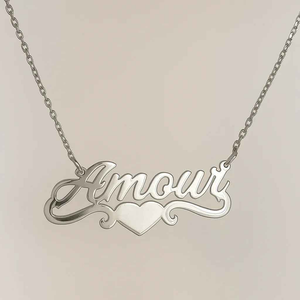 Amora Custom Name Necklace - Personalized Silver Heart Pendant