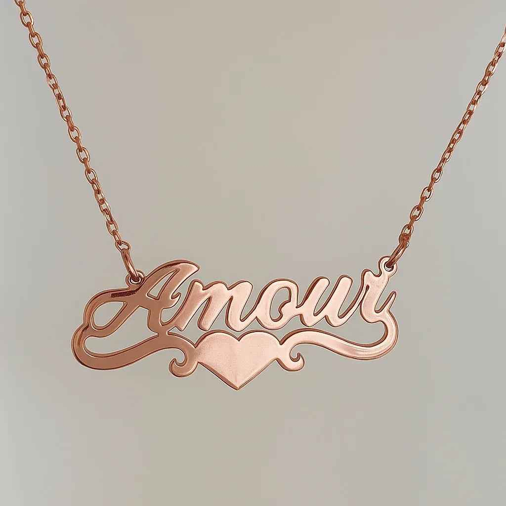 Amora Custom Name Necklace - Personalized Silver Heart Pendant