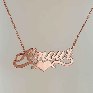 Amora Custom Name Necklace - Personalized Silver Heart Pendant