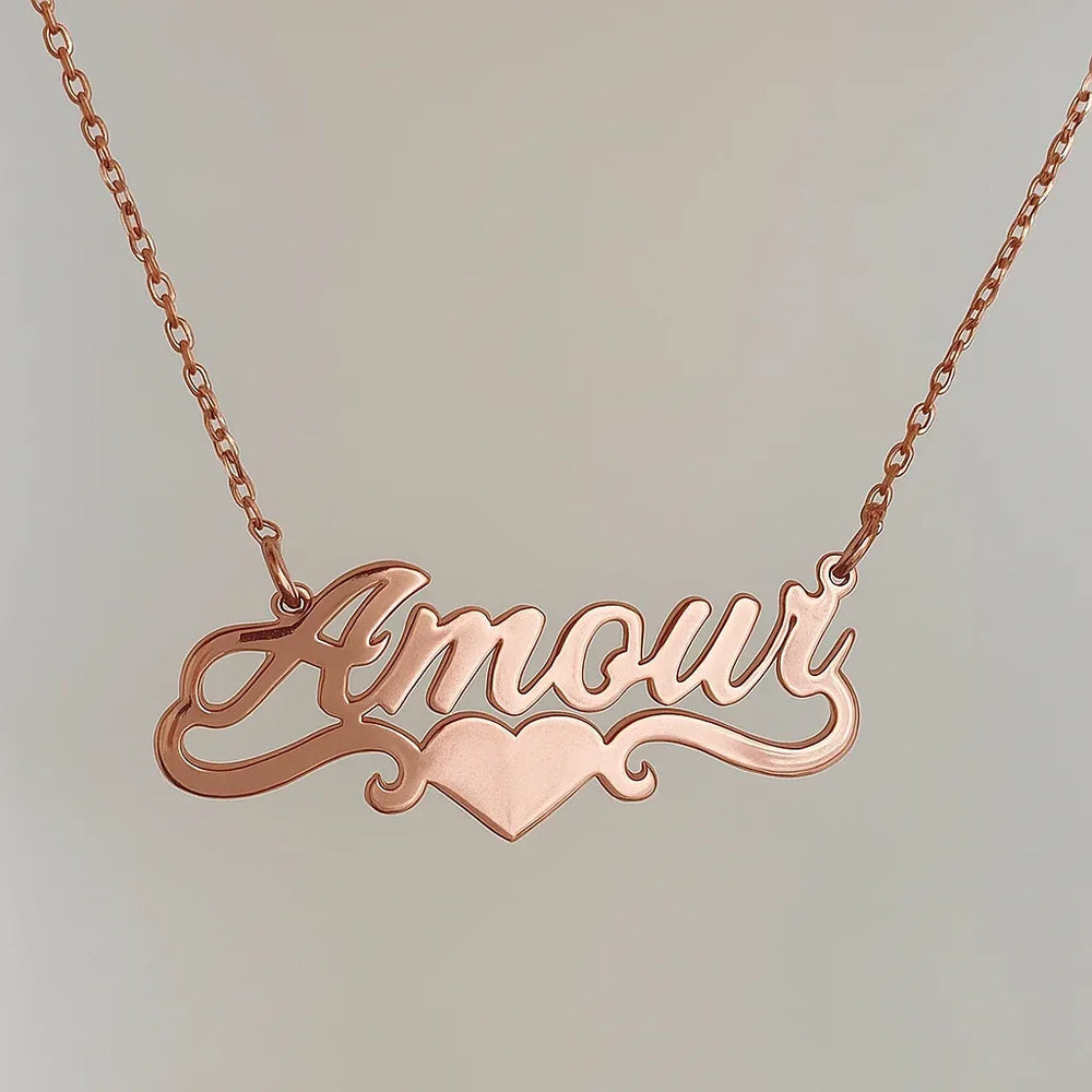Amora Custom Name Necklace – Personalized Heart Pendant in Silver - Argesteel
