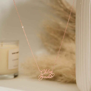 Hollow Heart Name Necklace – Customizable Silver 925 Romantic Gift