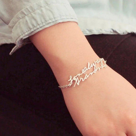 Actual Handwriting Custom Name Bracelet for Women - Argesteel