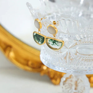 Noble Fashion – 18K Gold Inlaid Gemstone Versatile Earrings