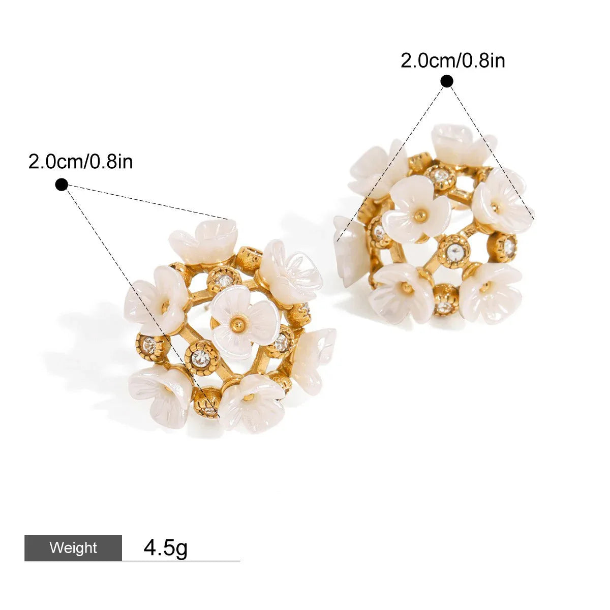 Floral Luminance – 18K Gold Earrings with Gemstone & Bloom Design