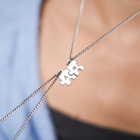 Custom Puzzle Piece Necklace – Engraved Personalized | Argesteel