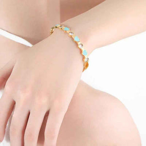Heartbeat Shine 18K Gold Heart Bracelet with Zircon Design Open Bracelet