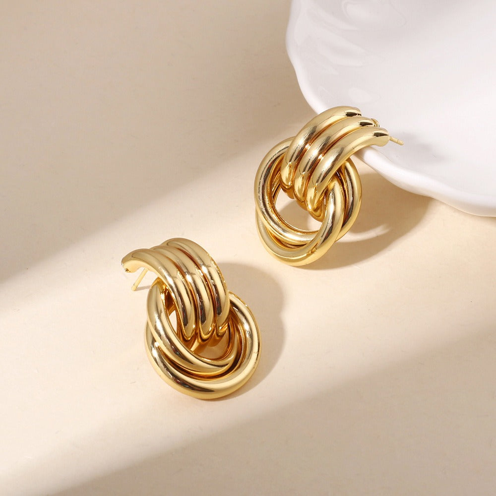Oria Loop – 18K Gold Multi-Layer C-Hoop Earrings – Earrings by Arge Steel