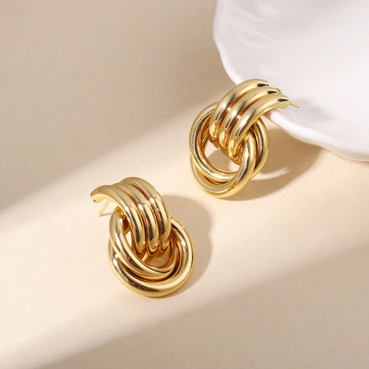 18K Gold Multi-Layer C-Hoop Earrings for Women - Argesteel
