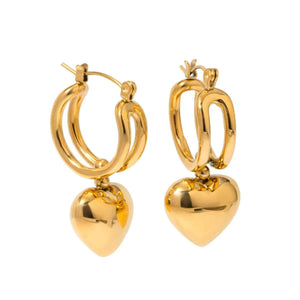 Vivara Sliding Heart Earrings in 18K Gold – Elegant High-End Playful Design