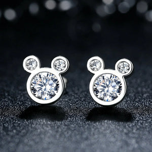Delicate Dazzling – Diamond Mickey  Design Zirconia Earrings