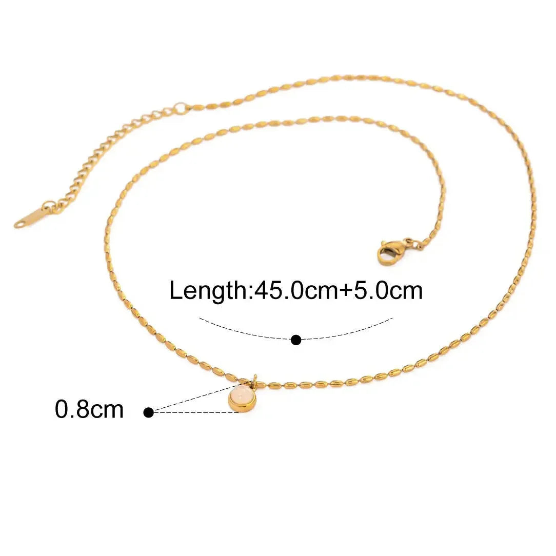 Retro-Inspired 18K Gold Gemstone Pendant Necklace