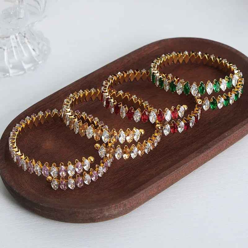 Celestia Gem Bracelet - Luxury 18K Gold with Dazzling Zircon Details