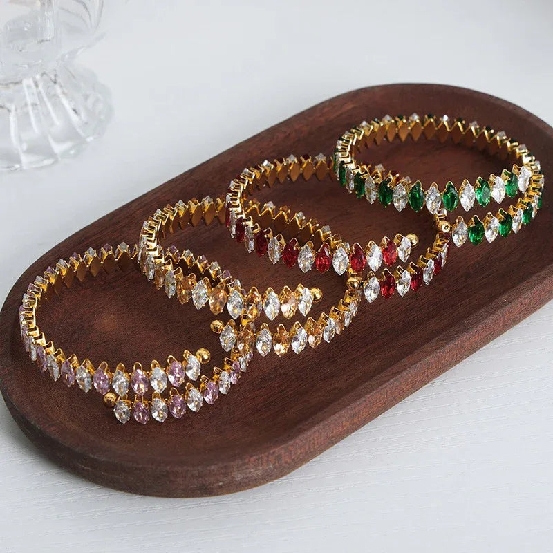 Celestia Gem Bracelet – 18K Gold Dazzling Luxury with Zircon Detailing - Argesteel