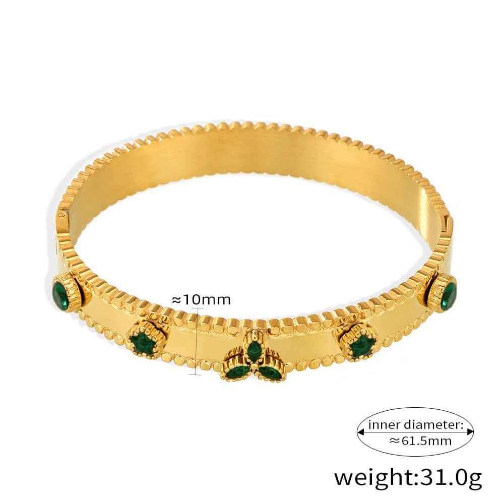 Trèfle Éclat Bracelet - Exquisite 18K Gold Gemstone Bracelet with Trefoil & Floral Design